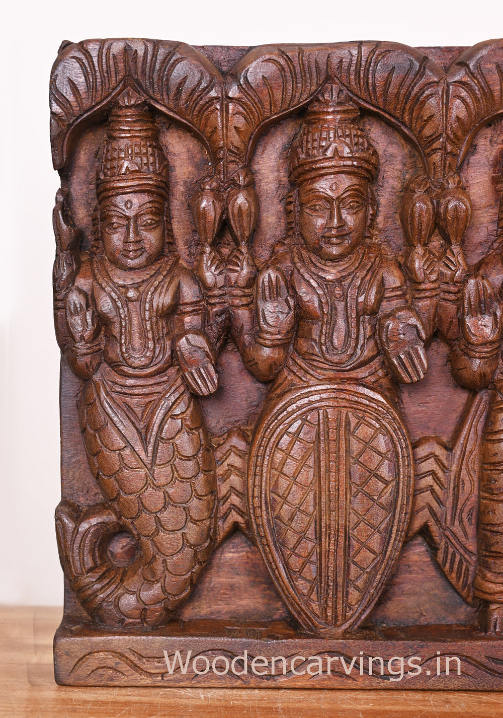 Wooden Lord Vishnu Standing Panel 37"