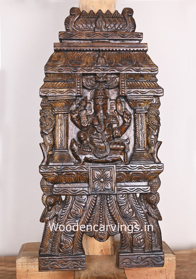 Lord Ganesha Seated on His Vahana Mouse Polished Handmade Light Weight Kavadi Wall Mount 25"