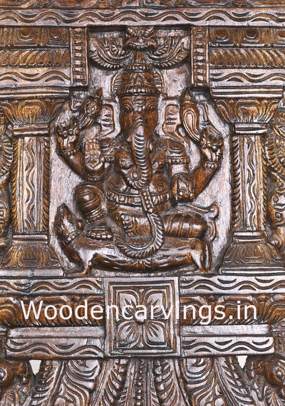 Lord Ganesha Seated on His Vahana Mouse Polished Handmade Light Weight Kavadi Wall Mount 25"