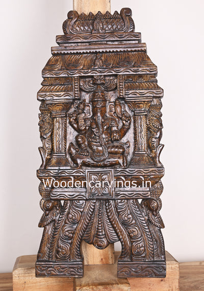 Lord Ganesha Seated on His Vahana Mouse Polished Handmade Light Weight Kavadi Wall Mount 25"
