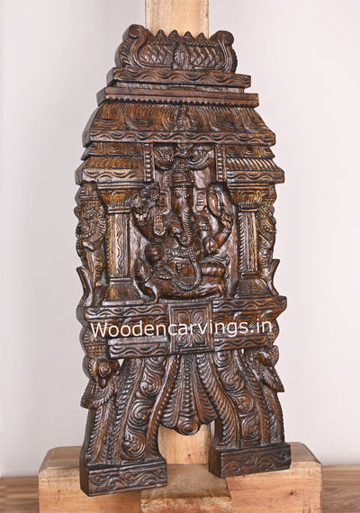 Lord Ganesha Seated on His Vahana Mouse Polished Handmade Light Weight Kavadi Wall Mount 25"