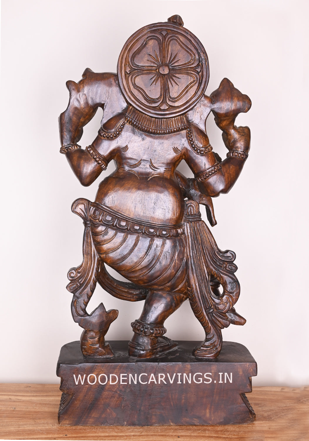 Murthi Ganesha For Your Pooja Room Dancing With His Vahana Mouse Fine Polished Finishing Sculpture 38"