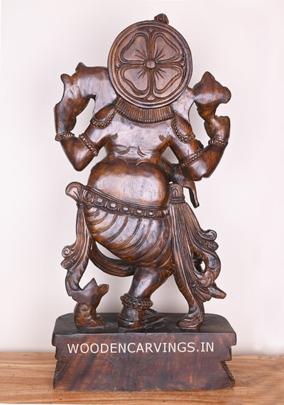 Murthi Ganesha For Your Pooja Room Dancing With His Vahana Mouse Fine Polished Finishing Sculpture 38"