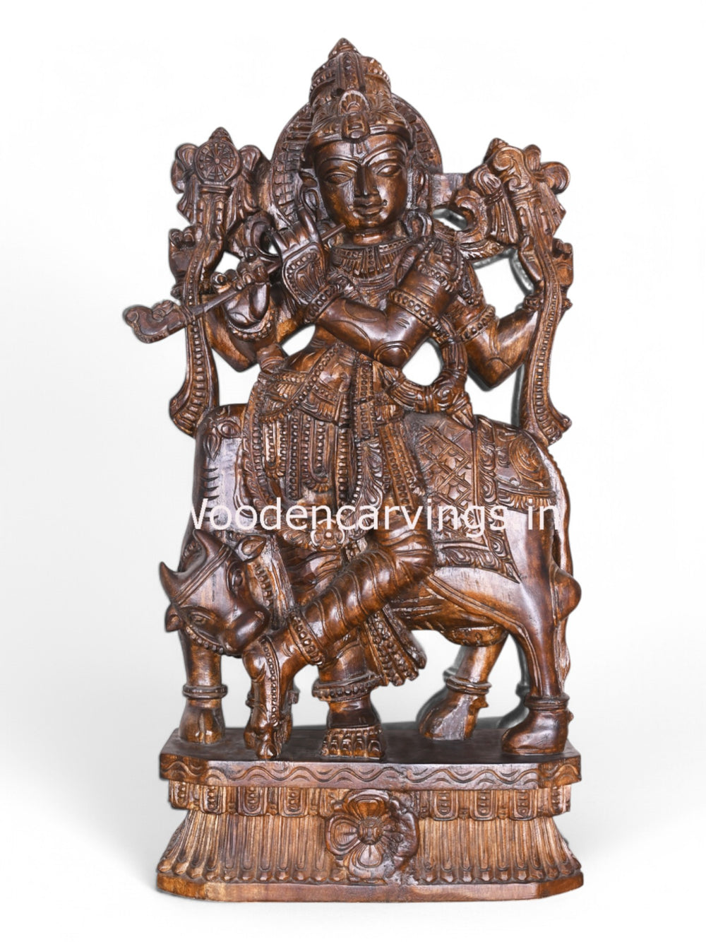 Shri Krishna Govindha Wooden Sculpture 37"