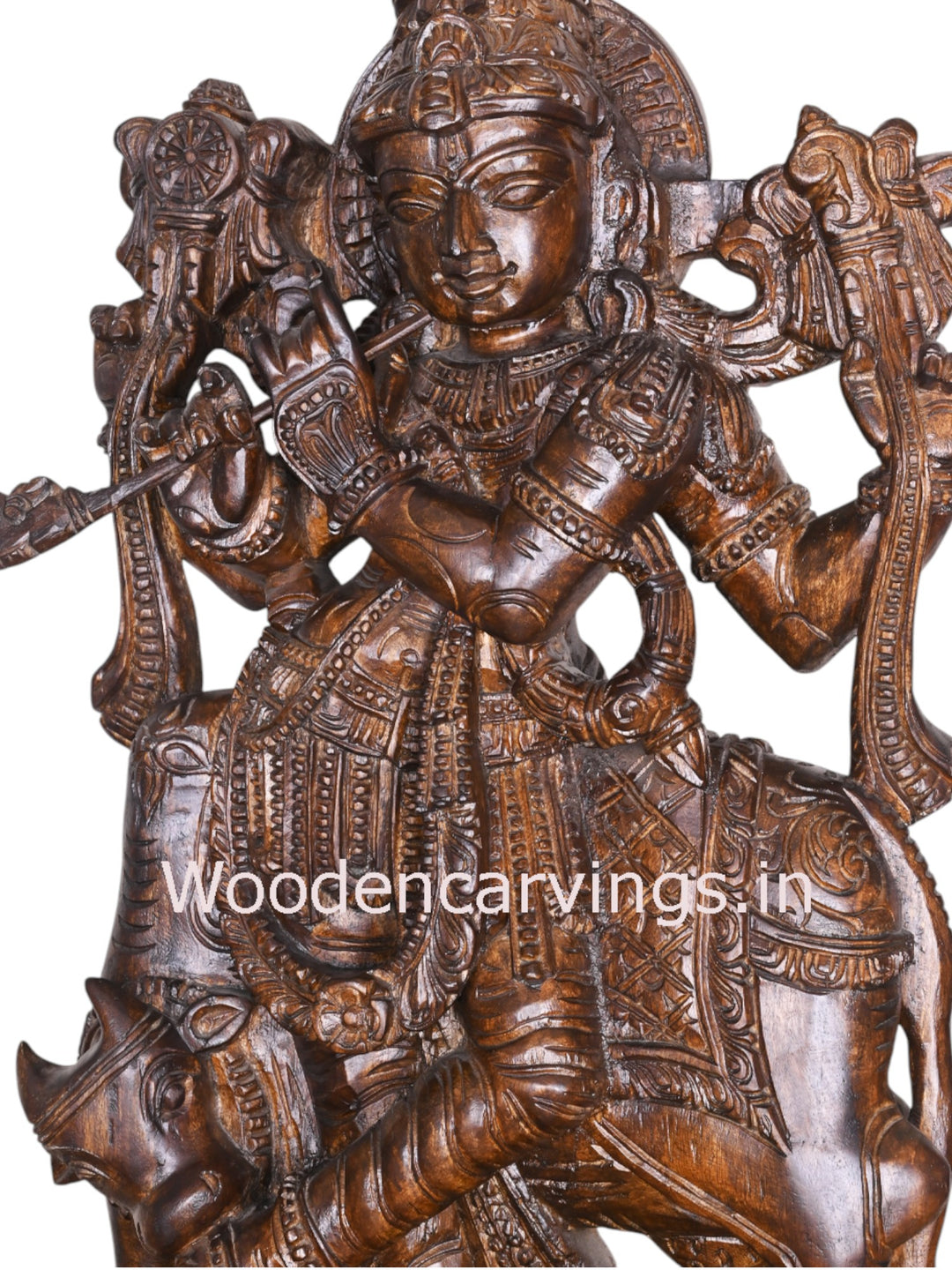 Shri Krishna Govindha Wooden Sculpture 37"