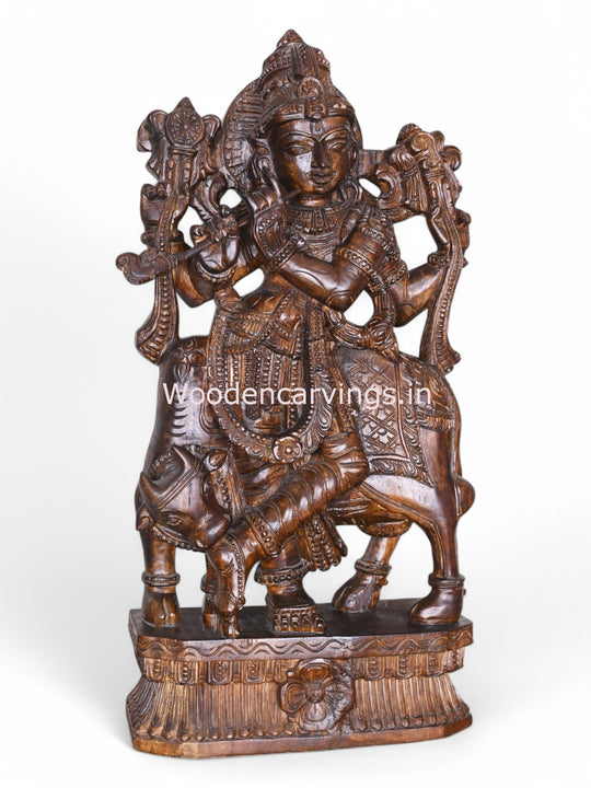 Shri Krishna Govindha Wooden Sculpture 37"