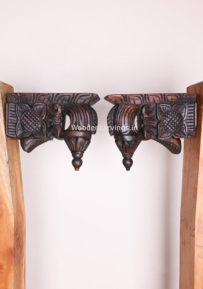 Four Leaf Light Weight Wax Brown Finishing Handmade Bodhil Wooden Wall Brackets 10"