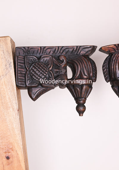 Four Leaf Light Weight Wax Brown Finishing Handmade Bodhil Wooden Wall Brackets 10"