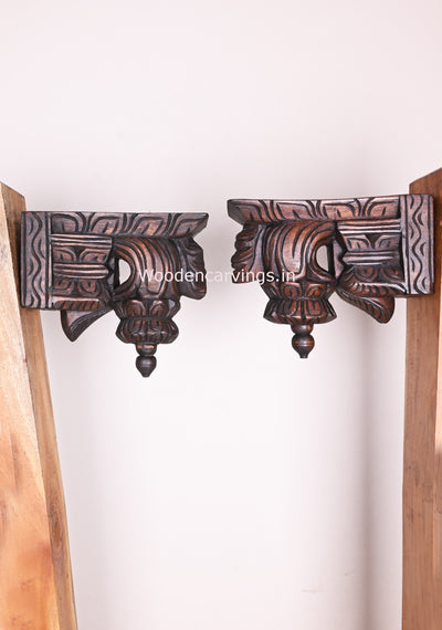 Light Weight Handmade Wax Brown Finishing Wooden Simple Designed Wooden Wall Brackets 10"