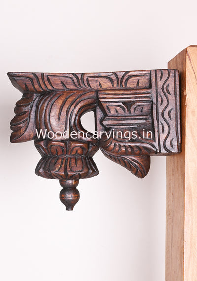 Light Weight Handmade Wax Brown Finishing Wooden Simple Designed Wooden Wall Brackets 10"