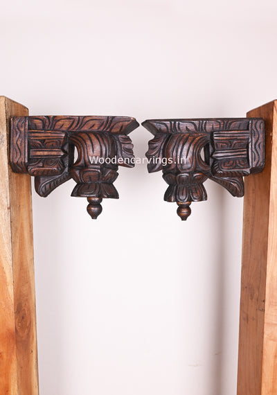 Home and Wall Decor Lucky Handmade Wax Brown Finishing Bodhil Paired Wooden Wall Brackets 10"