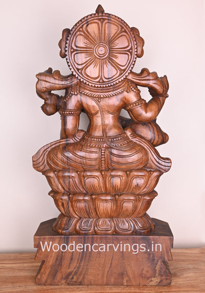 Detaily carved Attractive Gorgeous Devi Saraswathi Holding Veena Wax Brown Showpiece Sculpture 36"
