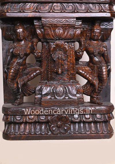 Decorative Standing Krishna Playing With Flute and Cow Wooden Jali Work Handmade Wall Decor Wall Mount 60"