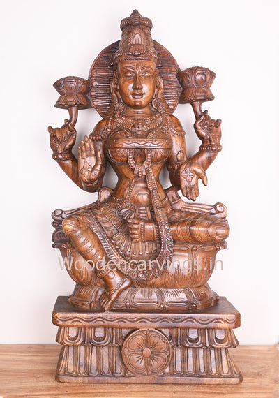 Mangalahara Maha Lakshmi Showpiece For Your Home and Pooja Room Wooden Handmade Sculpture 37"