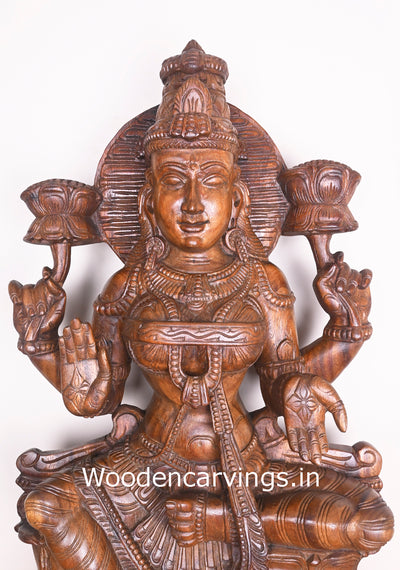 Mangalahara Maha Lakshmi Showpiece For Your Home and Pooja Room Wooden Handmade Sculpture 37"