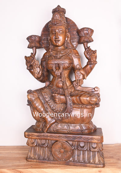Mangalahara Maha Lakshmi Showpiece For Your Home and Pooja Room Wooden Handmade Sculpture 37"