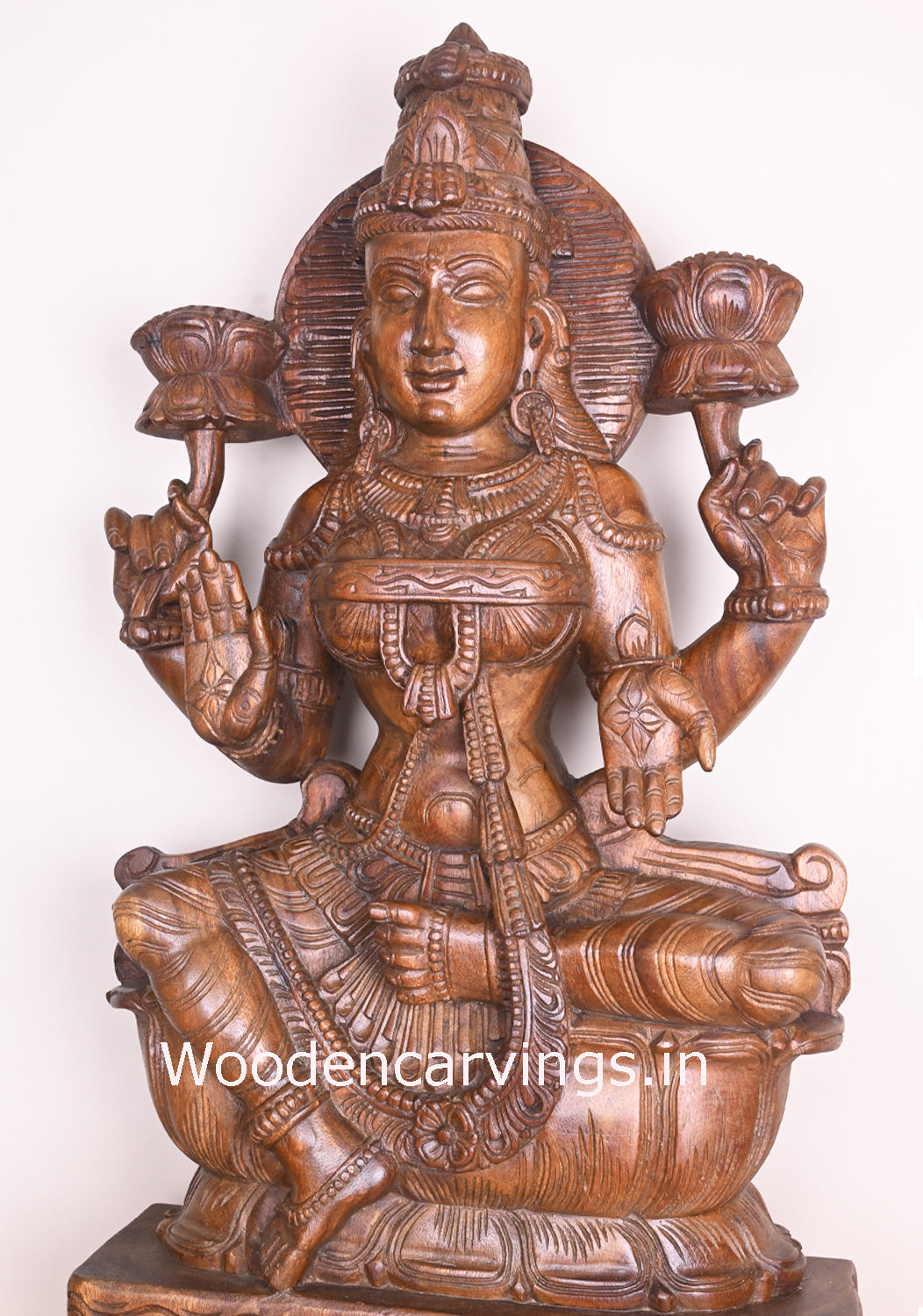 Mangalahara Maha Lakshmi Showpiece For Your Home and Pooja Room Wooden Handmade Sculpture 37"