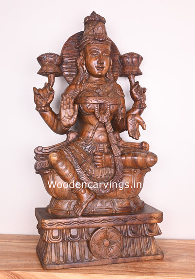 Mangalahara Maha Lakshmi Showpiece For Your Home and Pooja Room Wooden Handmade Sculpture 37"