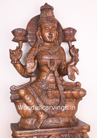 Mangalahara Maha Lakshmi Showpiece For Your Home and Pooja Room Wooden Handmade Sculpture 37"
