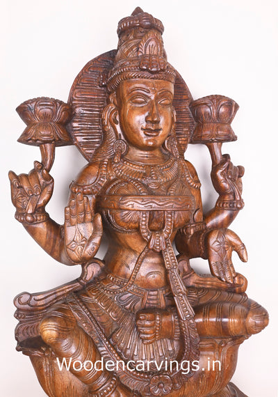 Mangalahara Maha Lakshmi Showpiece For Your Home and Pooja Room Wooden Handmade Sculpture 37"