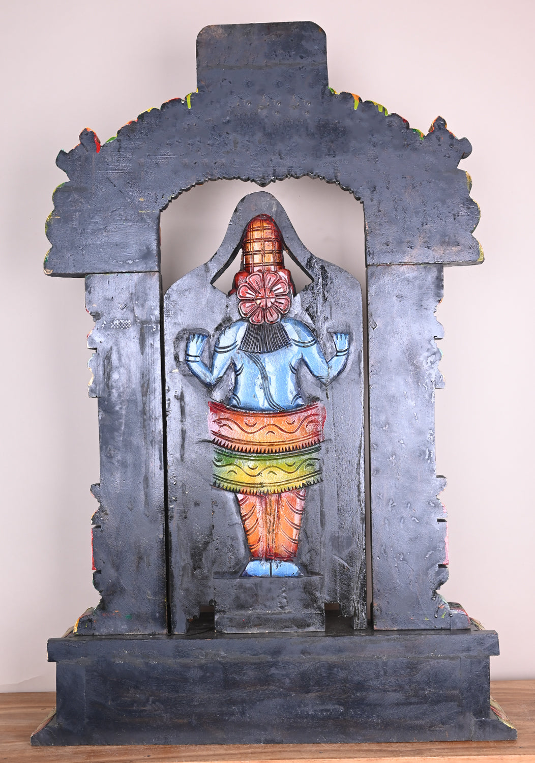 Chanku Nama Chakra Balaji Pillar, Base, With Arch Home Decor Colourful Decorative Handmade Sculpture 44"