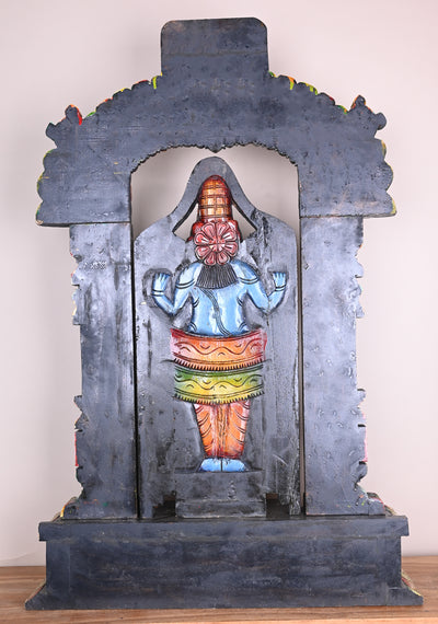 Chanku Nama Chakra Balaji Pillar, Base, With Arch Home Decor Colourful Decorative Handmade Sculpture 44"