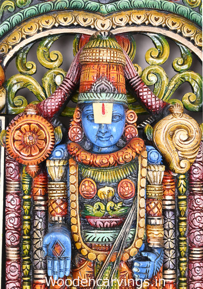Chanku Nama Chakra Balaji Pillar, Base, With Arch Home Decor Colourful Decorative Handmade Sculpture 44"