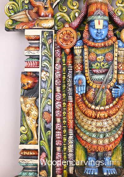 Chanku Nama Chakra Balaji Pillar, Base, With Arch Home Decor Colourful Decorative Handmade Sculpture 44"
