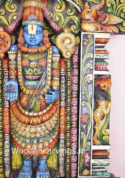 Chanku Nama Chakra Balaji Pillar, Base, With Arch Home Decor Colourful Decorative Handmade Sculpture 44"