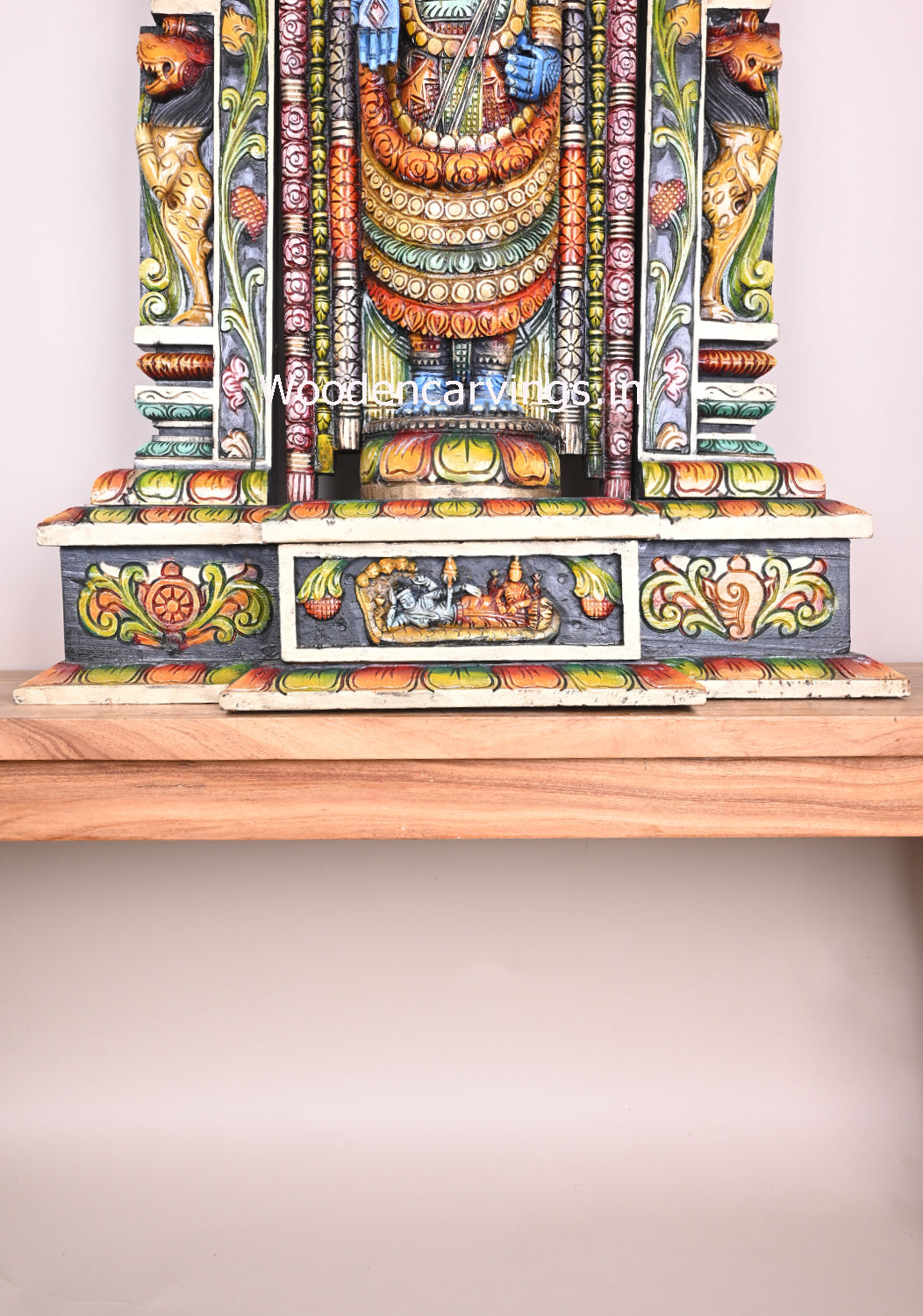 Chanku Nama Chakra Balaji Pillar, Base, With Arch Home Decor Colourful Decorative Handmade Sculpture 44"