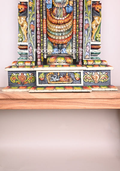 Chanku Nama Chakra Balaji Pillar, Base, With Arch Home Decor Colourful Decorative Handmade Sculpture 44"