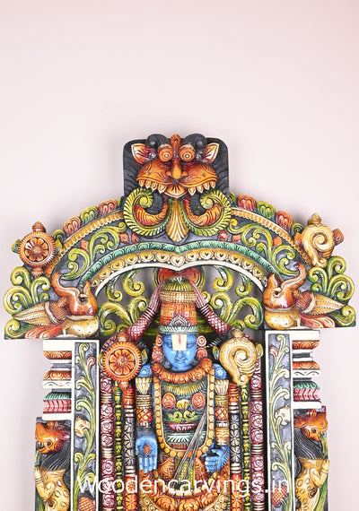 Chanku Nama Chakra Balaji Pillar, Base, With Arch Home Decor Colourful Decorative Handmade Sculpture 44"