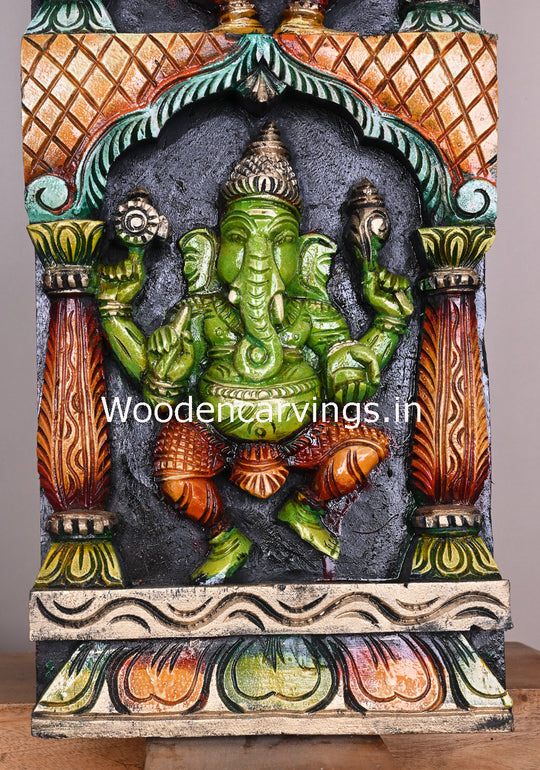 Wooden  Asta Ganesha Standing  Panel 48"