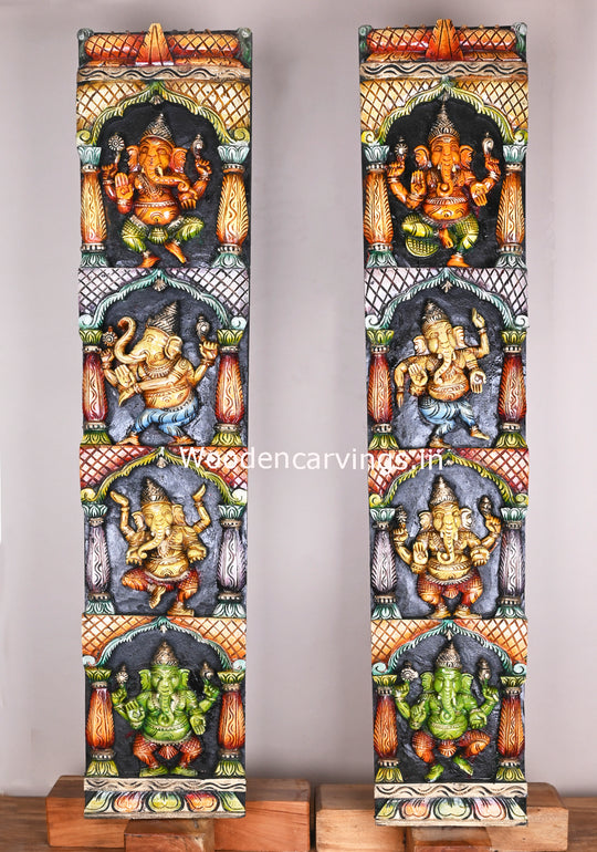 Wooden  Asta Ganesha Standing  Panel 48"
