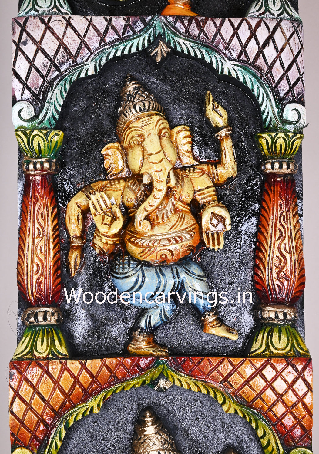 Wooden  Asta Ganesha Standing  Panel 48"