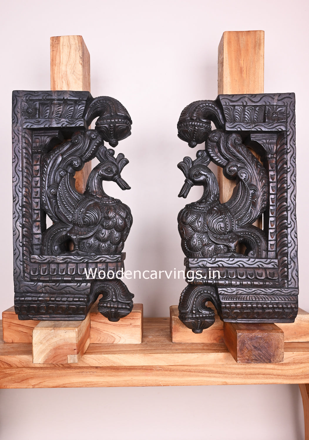  Paired Hamsa Bird Wooden