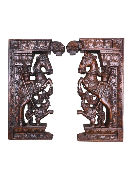Horse With Paired Elephants Wooden Wall 31"