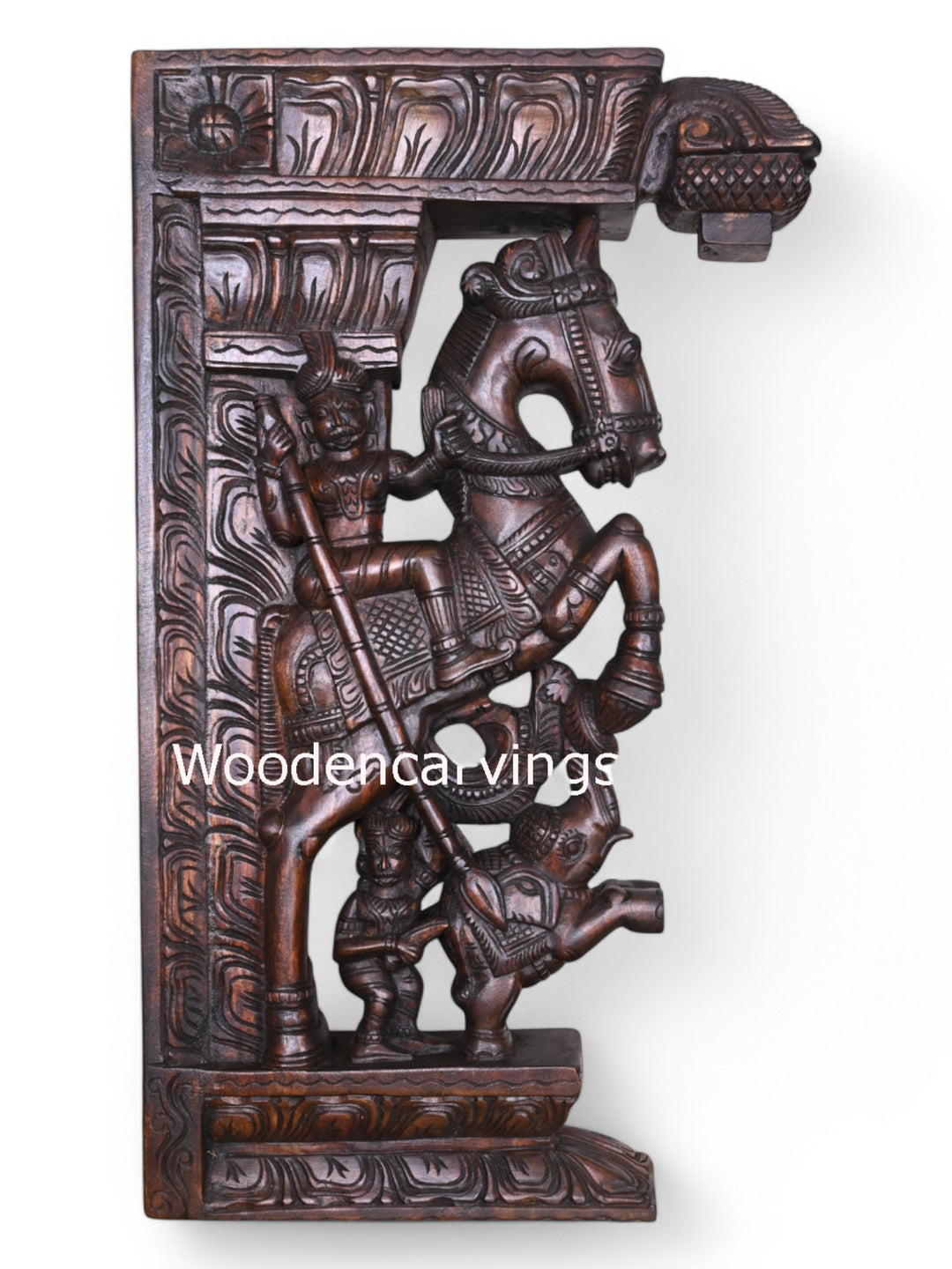 Horse With Paired Elephants Wooden Wall 31"