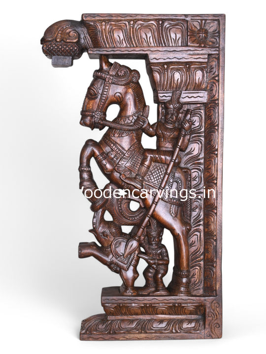 Horse With Paired Elephants Wooden Wall 31"