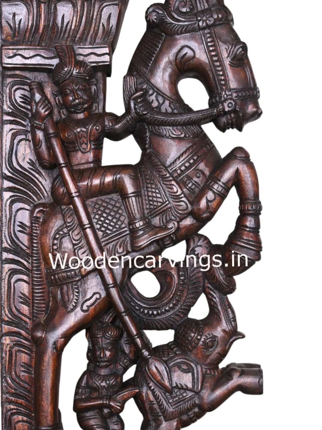 Horse With Paired Elephants Wooden Wall 31"