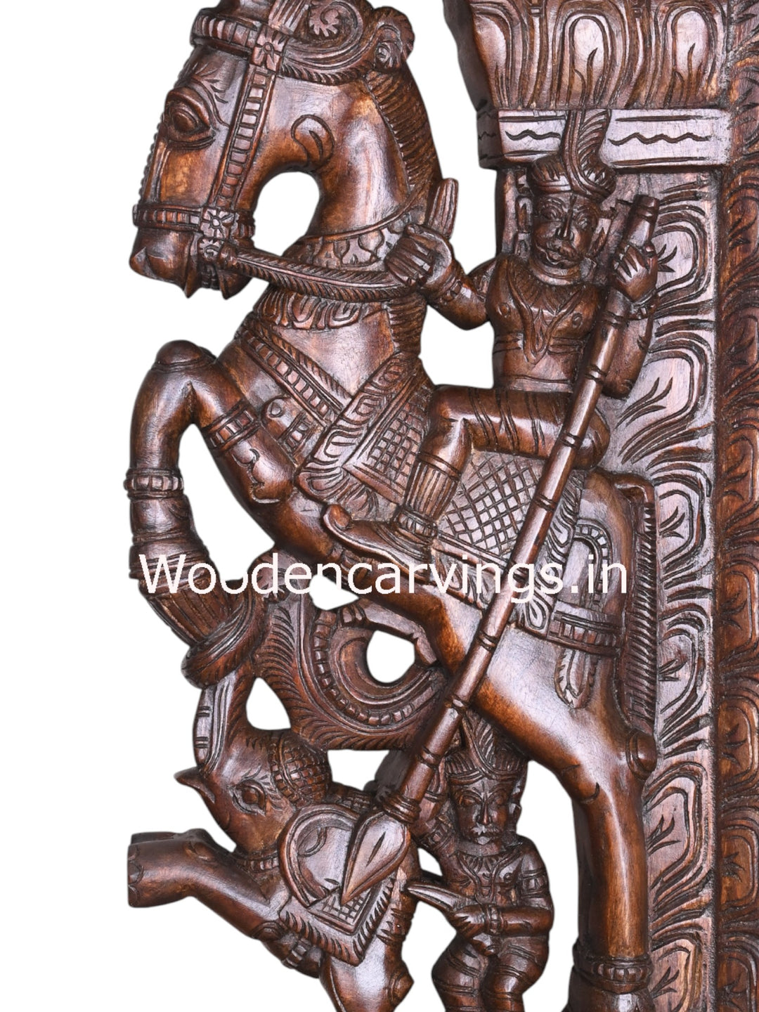Horse With Paired Elephants Wooden Wall 31"