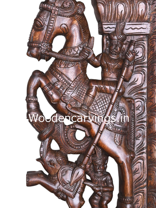 Horse With Paired Elephants Wooden Wall 31"