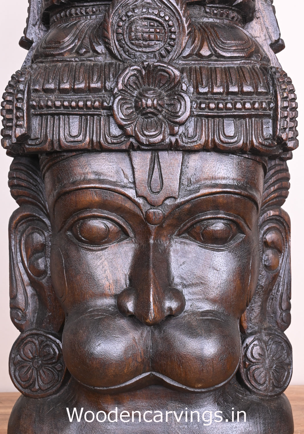 Siranjivi Hanuman Powerful Fine Finishing Home Decor Vaagai Wood Wooden Mask 25"