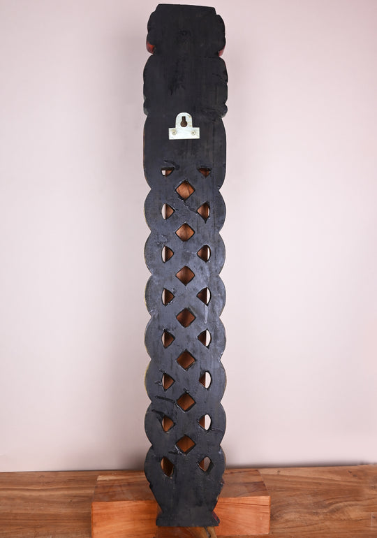 Multicoloured Wooden Peacock Snake Design Panel 42"