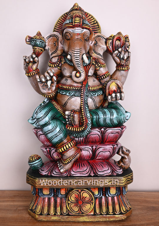 multicolors Mangala Raja Ganapathi Wooden