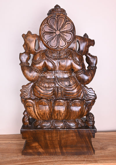 Wooden Kalasa Ganesha Polished Sculpture For Your Beautiful Home Showpiece Sculpture 36"