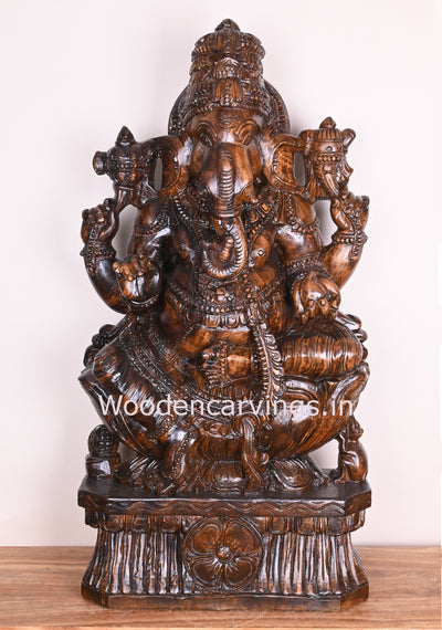 Wooden Kalasa Ganesha Polished Sculpture For Your Beautiful Home Showpiece Sculpture 36"