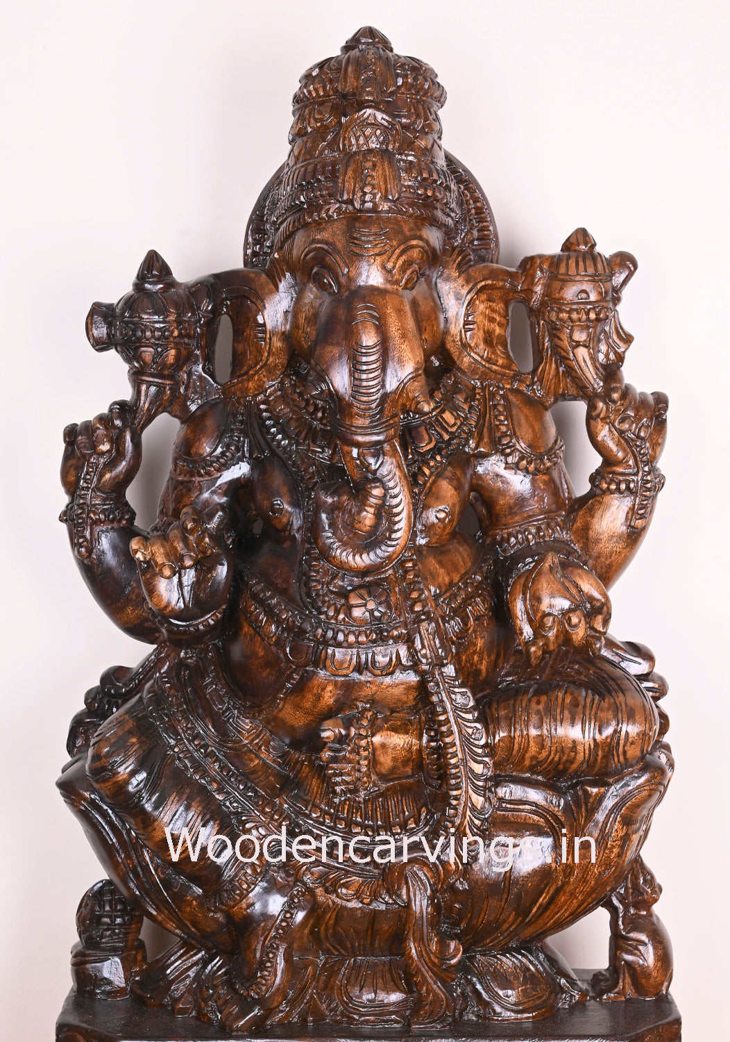 Wooden Kalasa Ganesha Polished Sculpture For Your Beautiful Home Showpiece Sculpture 36"