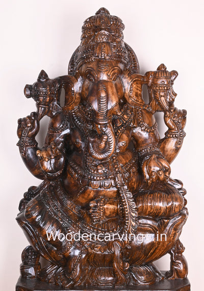 Wooden Kalasa Ganesha Polished Sculpture For Your Beautiful Home Showpiece Sculpture 36"