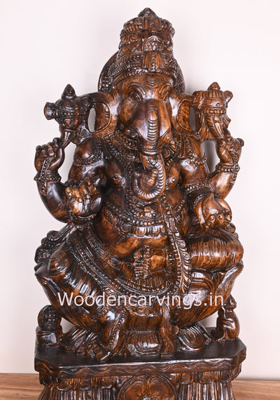 Wooden Kalasa Ganesha Polished Sculpture For Your Beautiful Home Showpiece Sculpture 36"